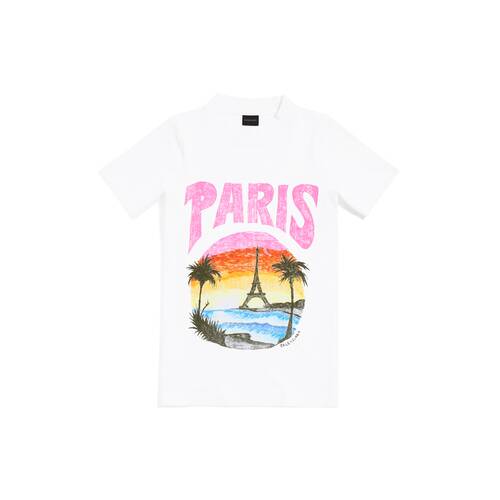 Women's Paris Tropical T-shirt Fitted in White/pink | Balenciaga US
