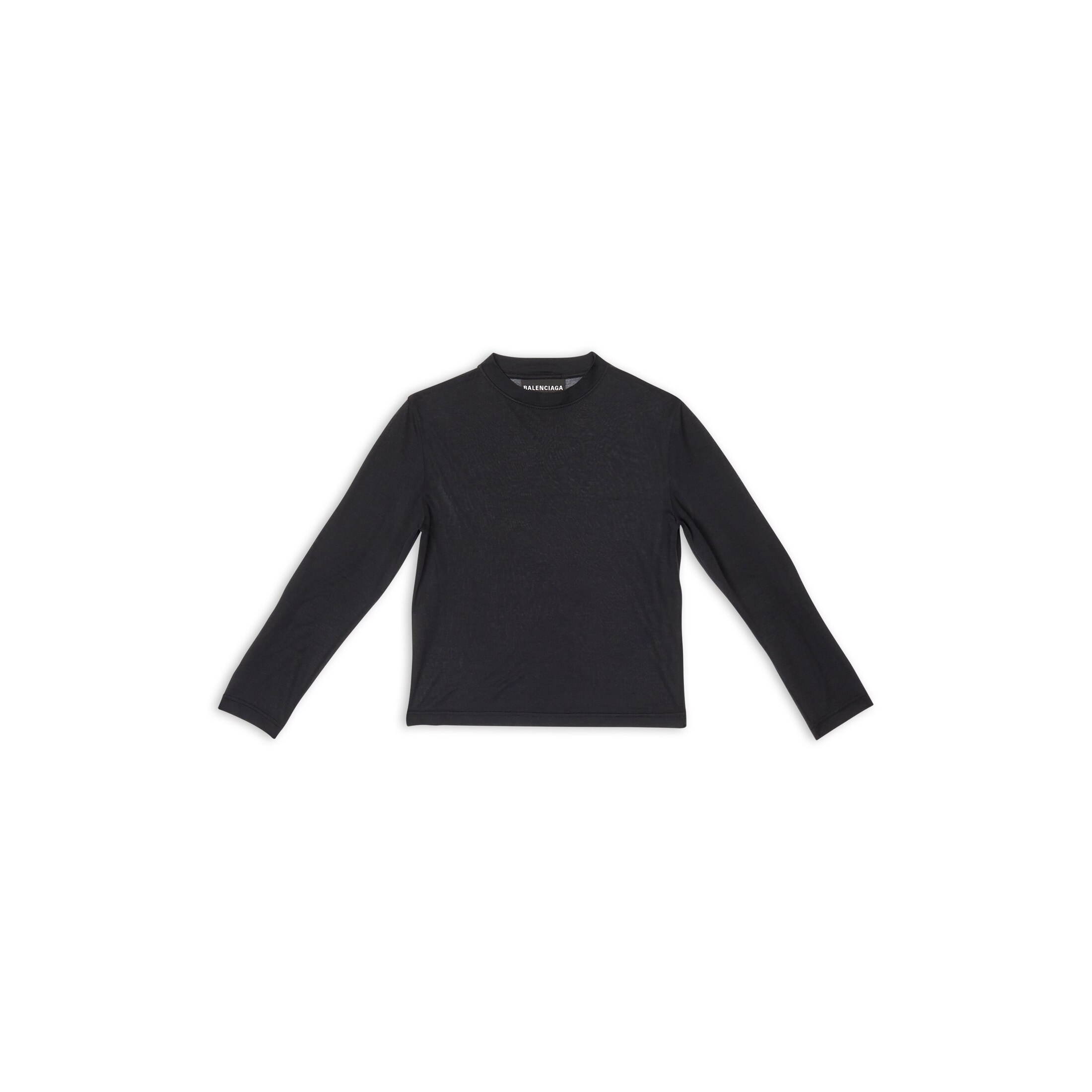 Balenciaga Tab Fitted Long Sleeve T-Shirt - Black - Women's - - Cotton & Polyamide